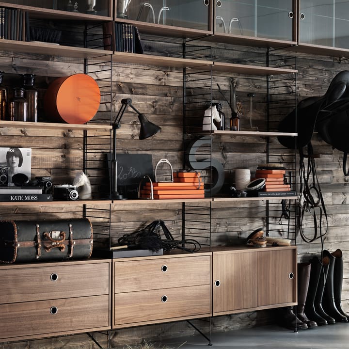 String cabinet with sliding door, Ash black stain, 78x20 cm String
