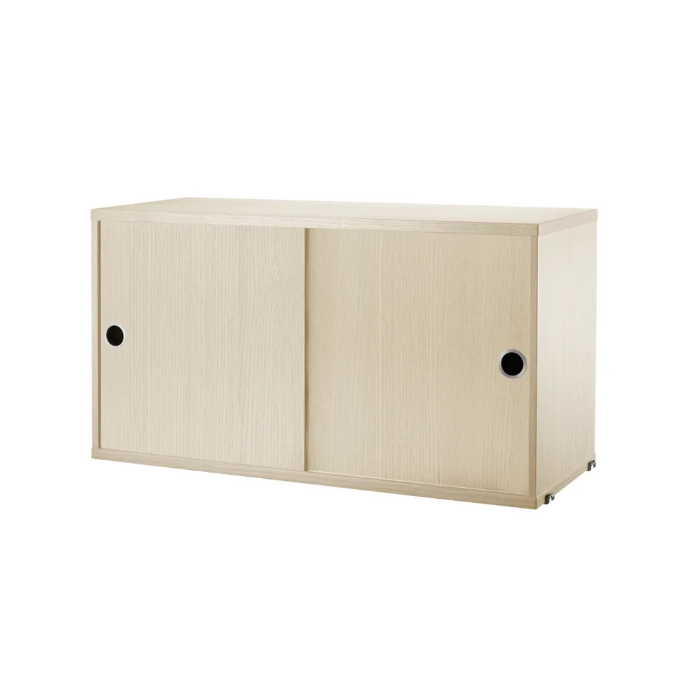 String cabinet with sliding door, Ash veneer, 78x30 cm String