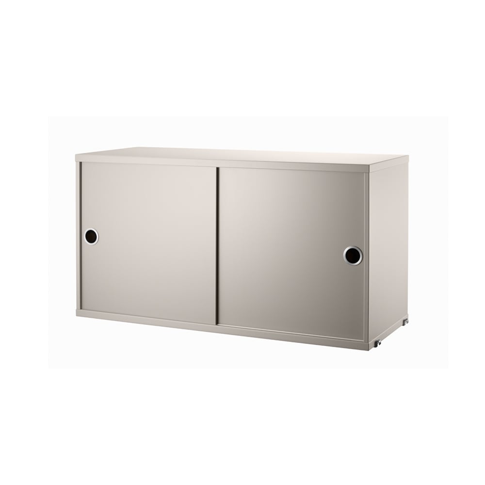 String cabinet with sliding door Beige, 78x30 cm | Scandinavian Design | Display & glass cabinets | Beige