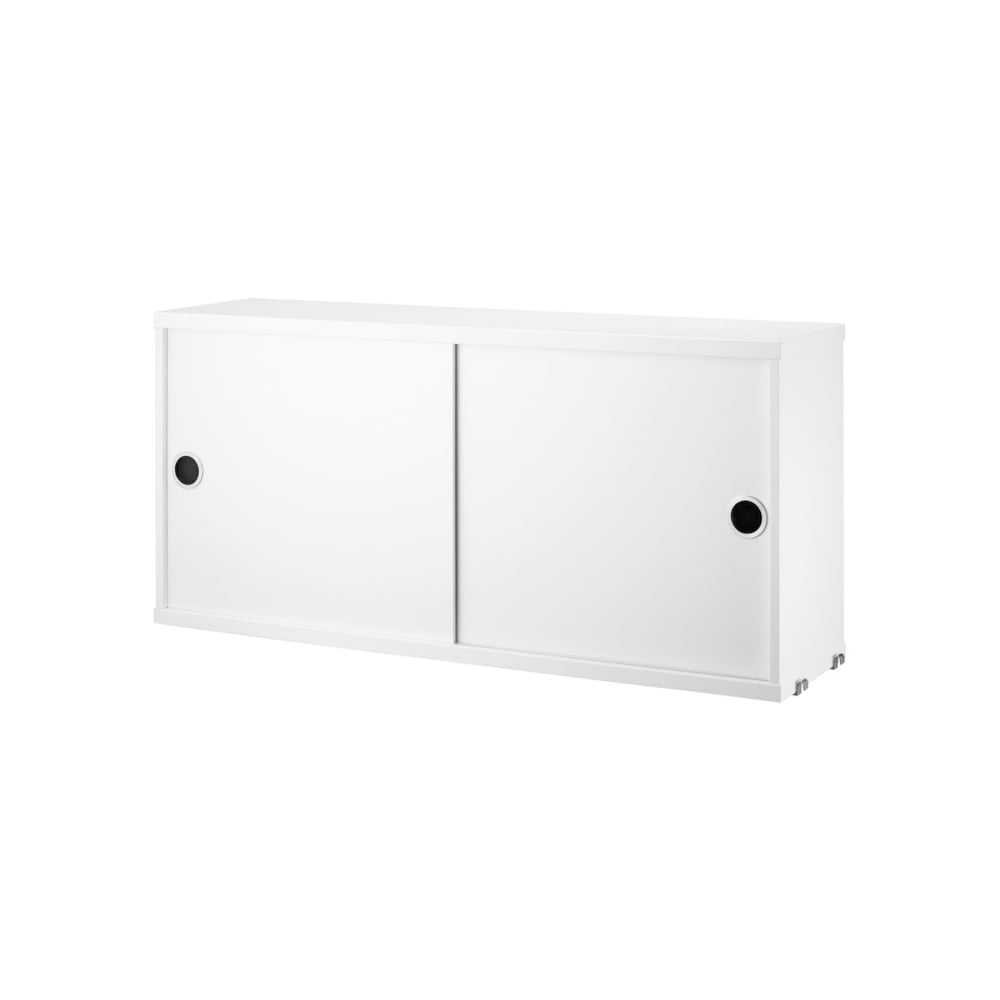 String cabinet with sliding door White, 78x20 cm | Scandinavian Design | Display & glass cabinets | White