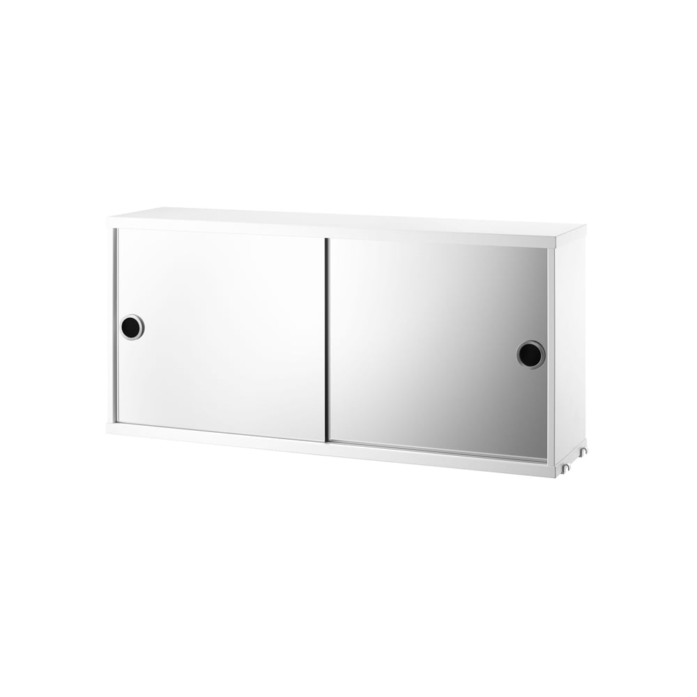 String cabinet with sliding door White, mirror sliding doors, 78x20 cm