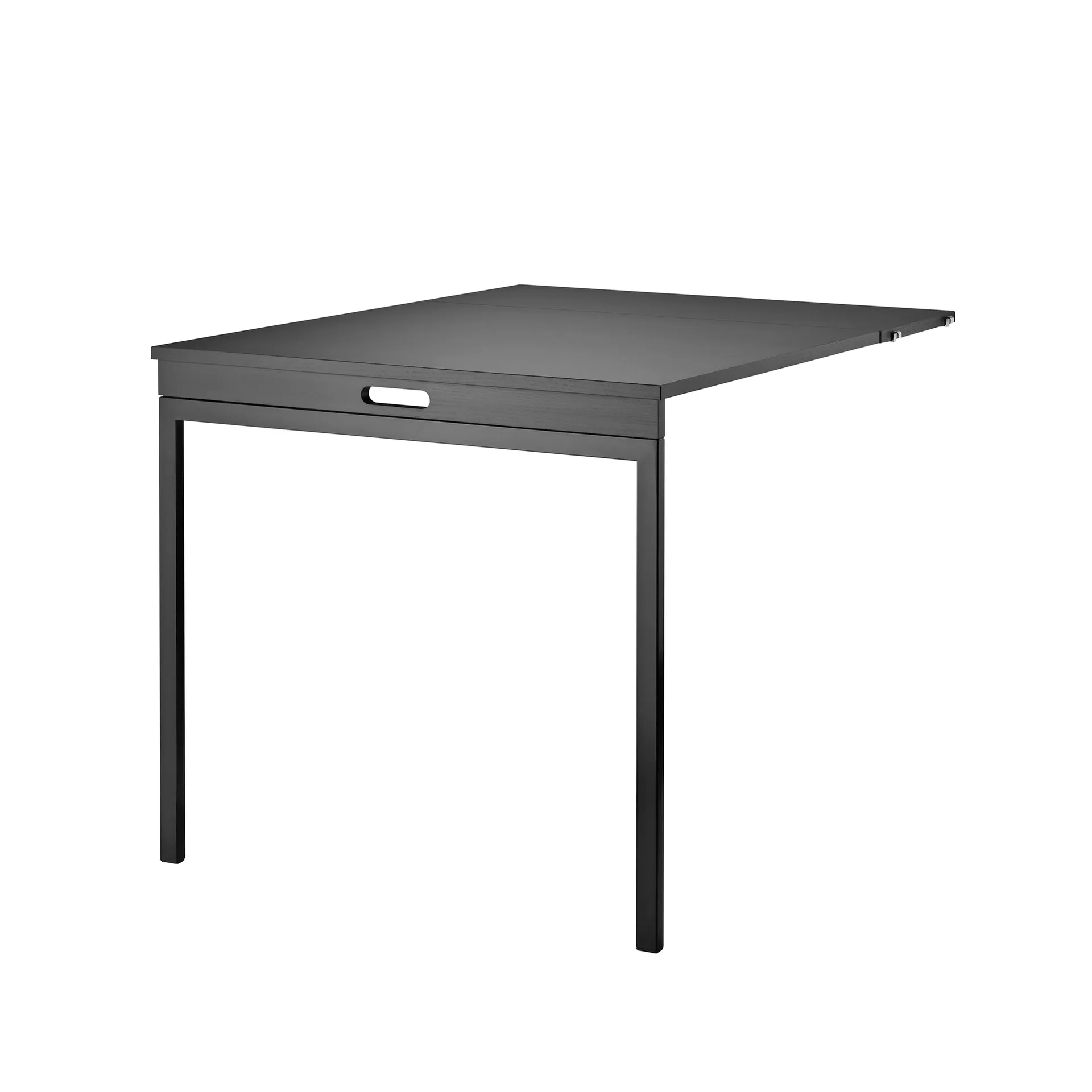 String folding table, Black stained ash-black metal legs String