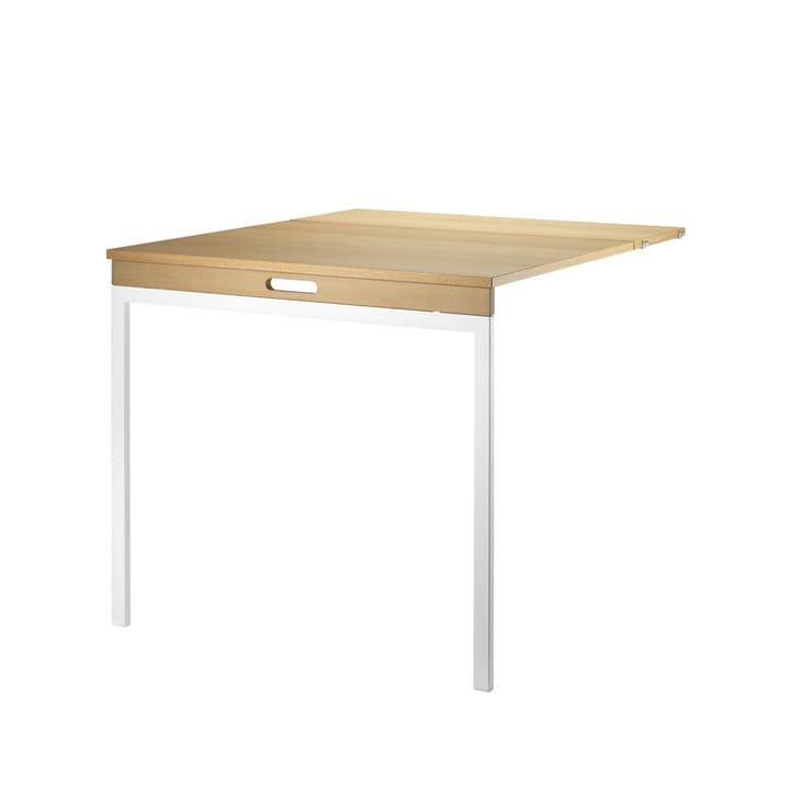 String folding table - Oak, white metal legs - String