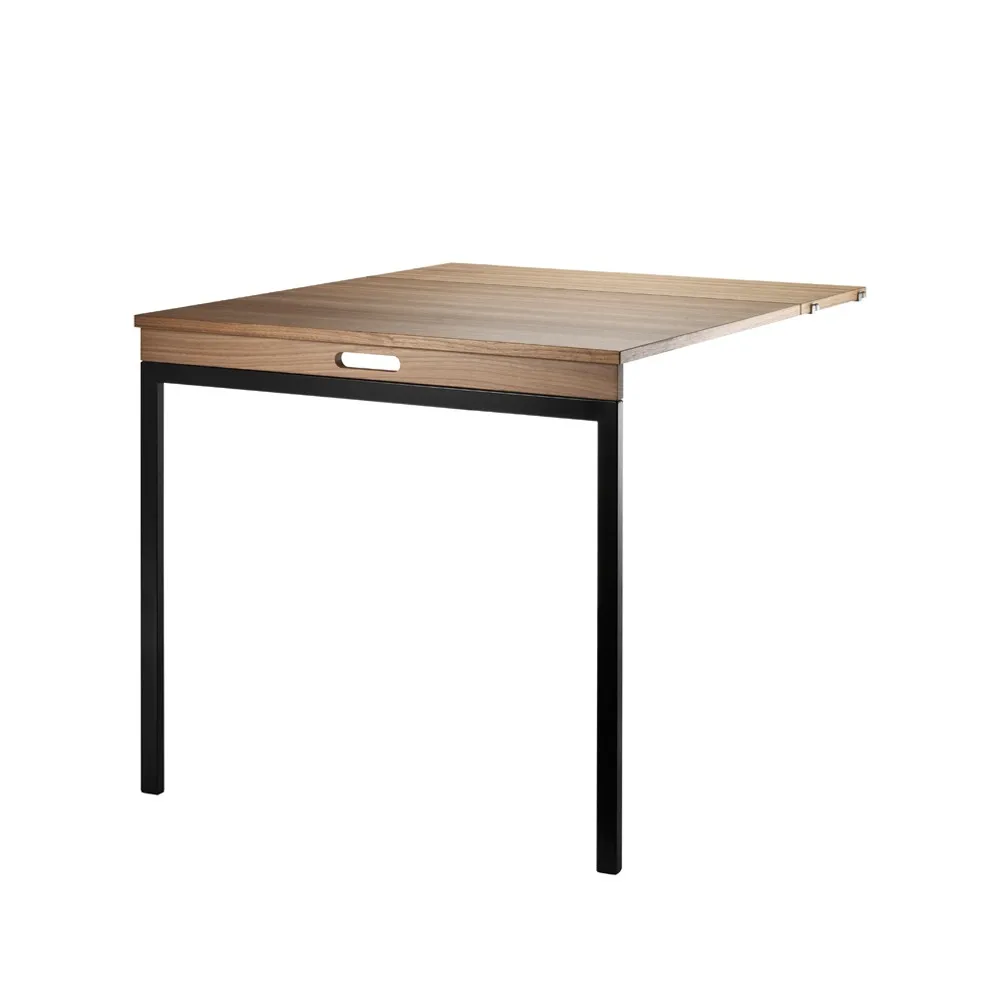 String folding table, Walnut-black metal legs String