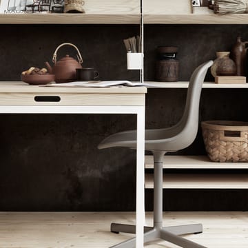 String folding table - Walnut, white metal legs - String