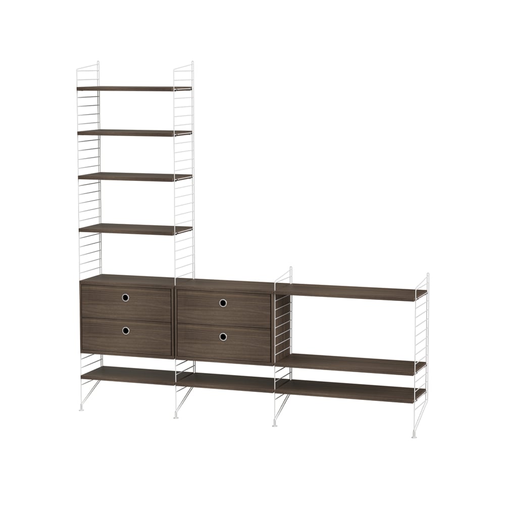 String living room walnut & white - Combination J | Scandinavian Design | Brown