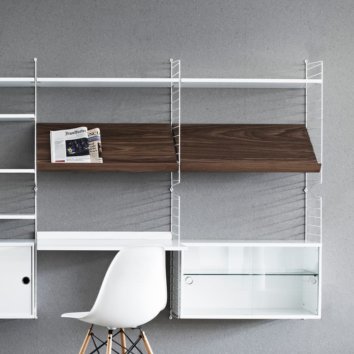 String magazine shelf wood - Ash black stain, 58x30 cm - String