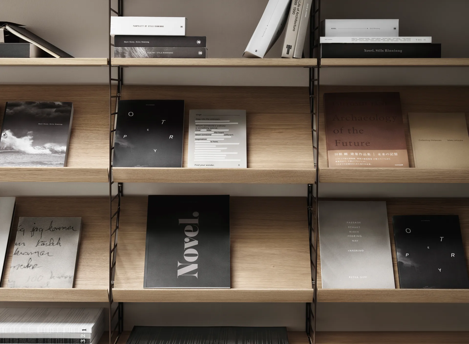 String magazine shelf wood, Oak, 58x30 cm String