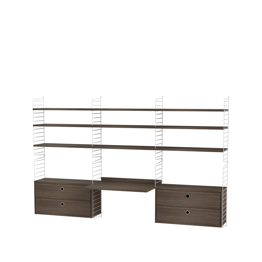 String office walnut & white - Combination F | Scandinavian Design | Brown