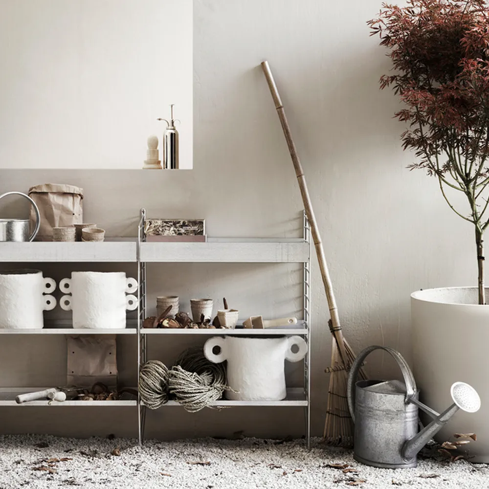 String Outdoor shelf, Galvanized-58x30 cm-high edge String