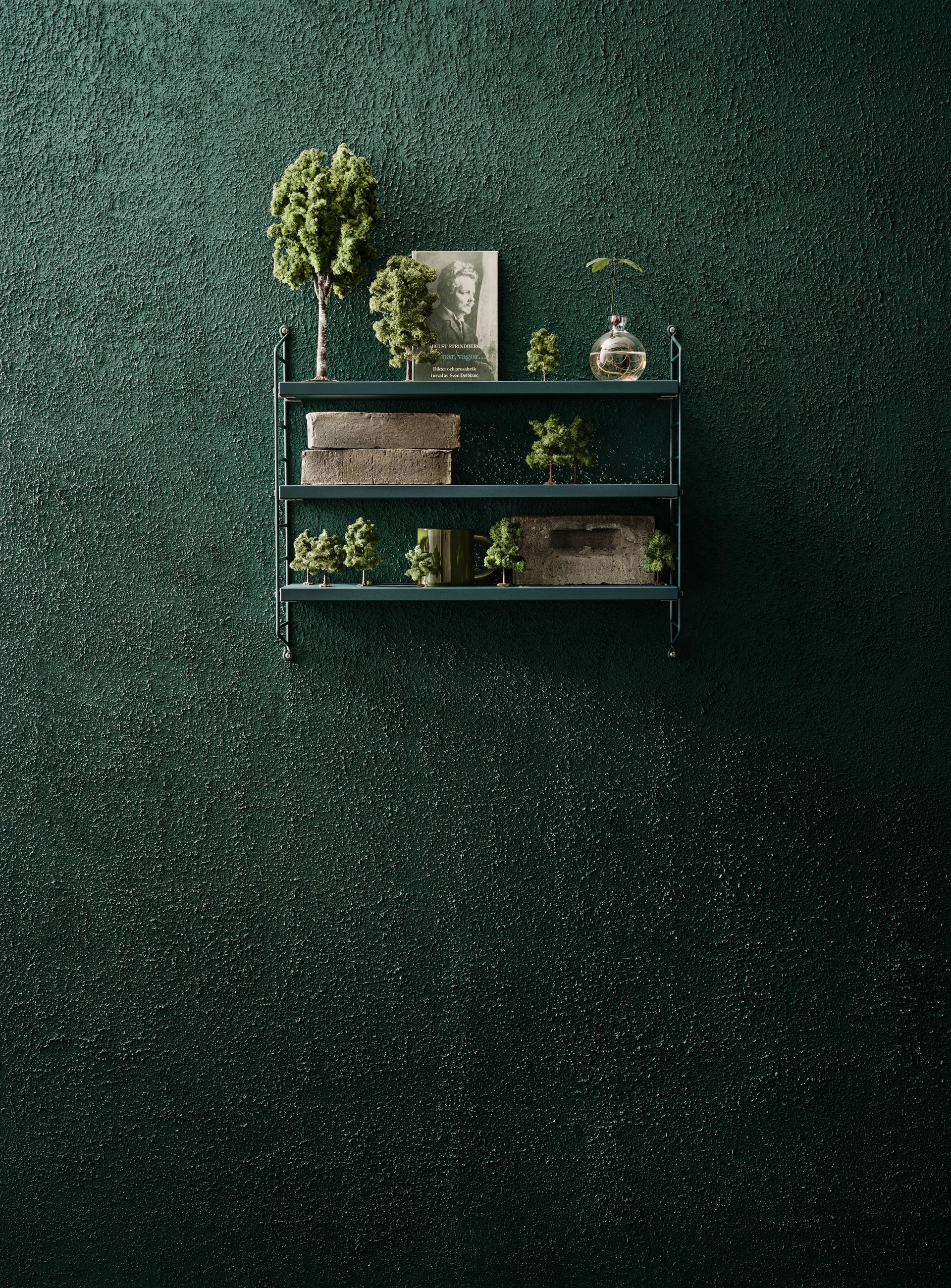 String Pocket wall shelf, Tegnér green String