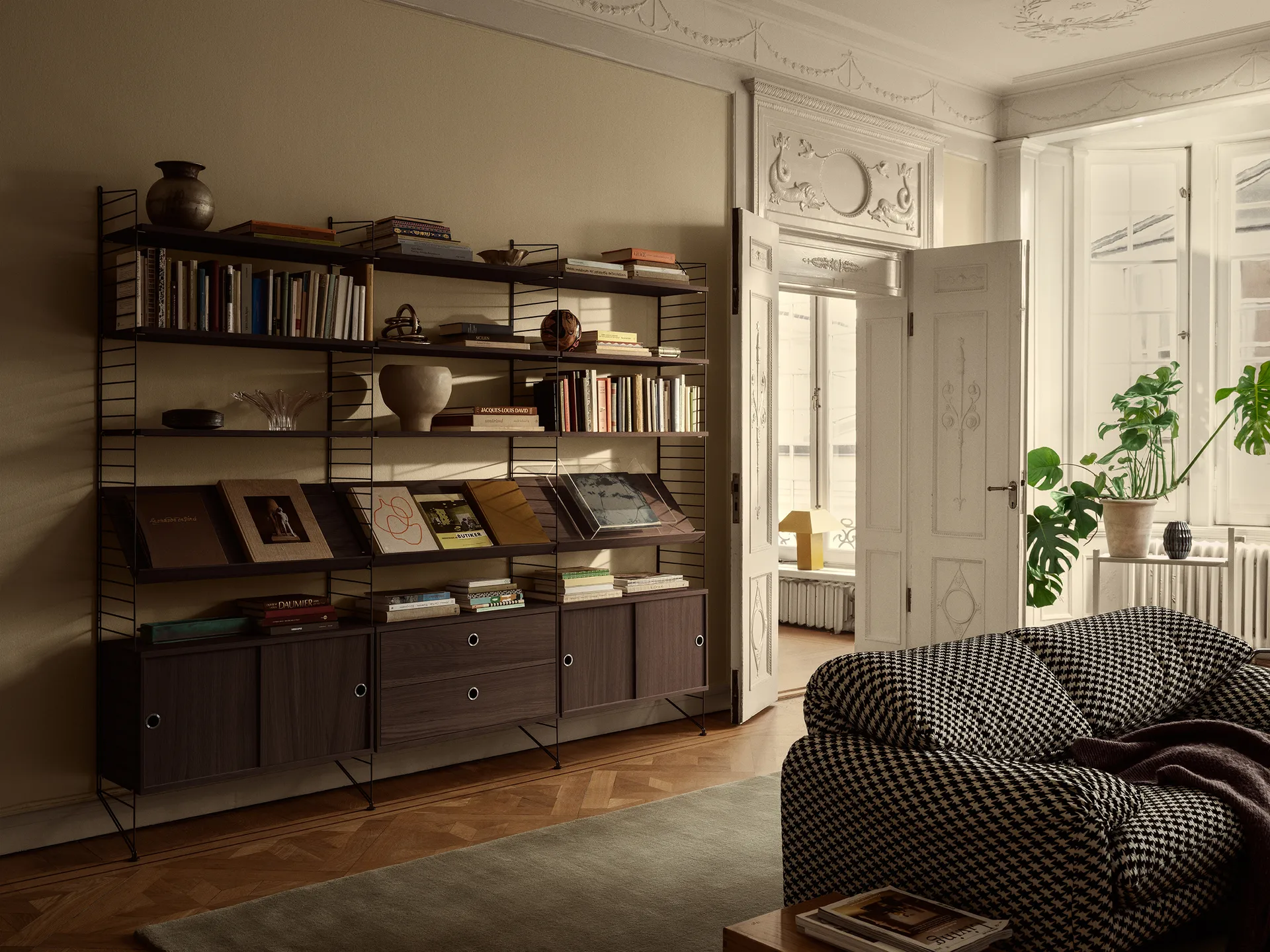 String shelf, Dark oak, 58x30 cm, 3-pack String