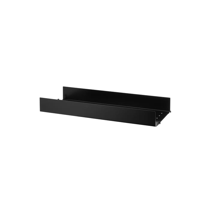 String shelf metal - Black, 58x20 cm, high edge - String