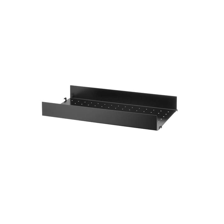 String shelf metal - Black, 58x30 cm, high edge - String