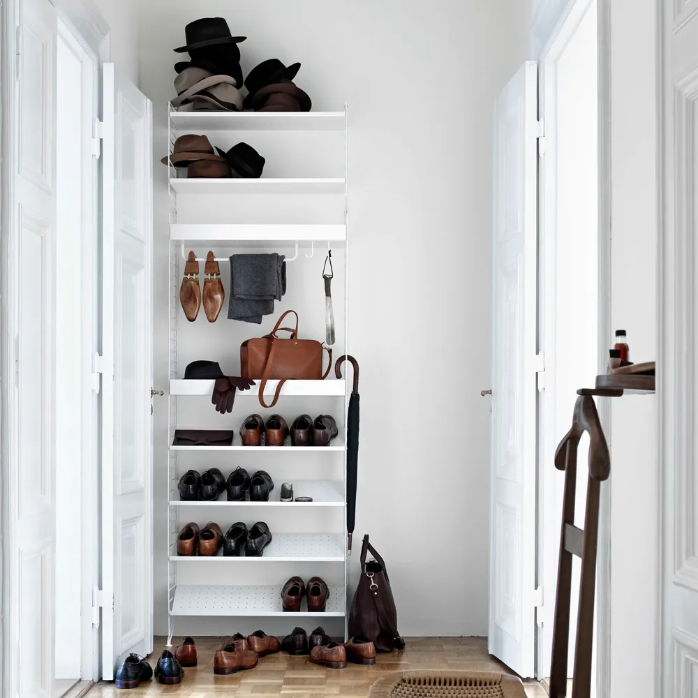 String shelf metal, Black, 78x20 cm, high edge String