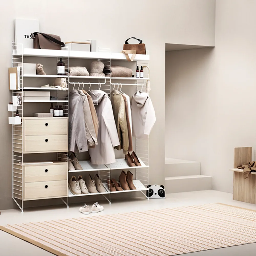 String shelf metal, Black, 78x20 cm, high edge String