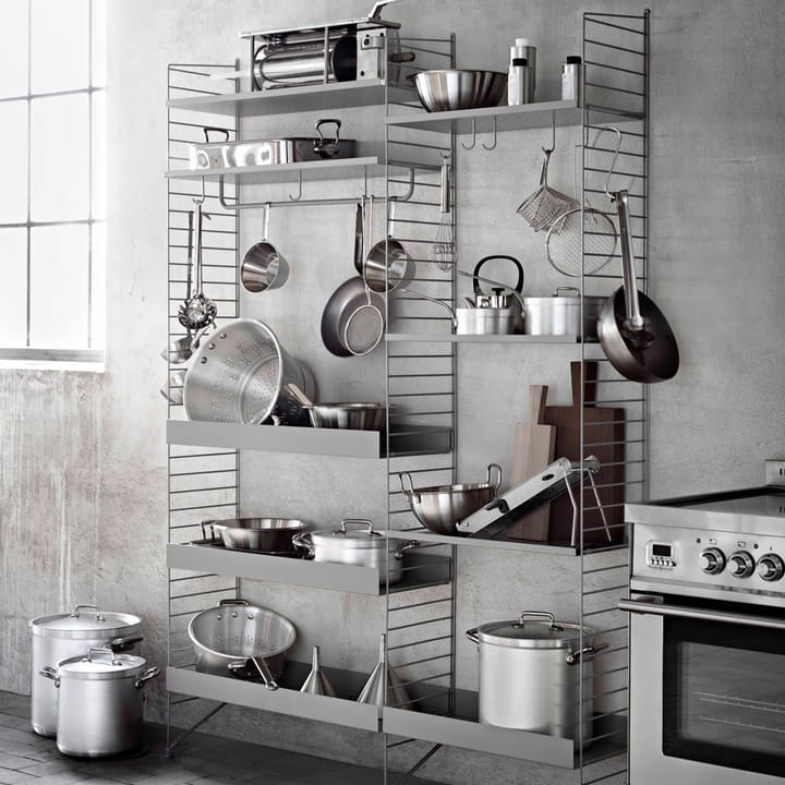 String shelf metal, Black, 78x20 cm, low edge String