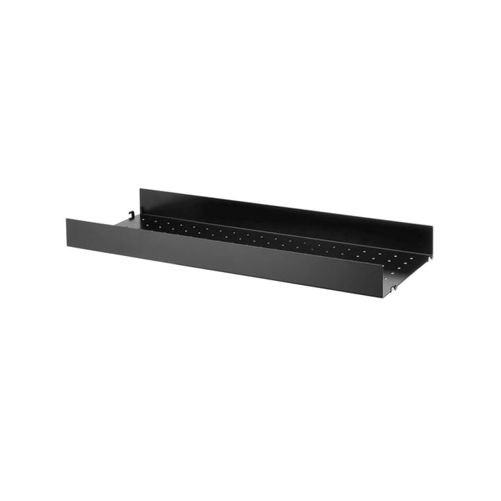 String shelf metal - Black, 78x30 cm, high edge - String