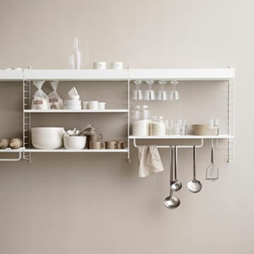 String shelf metal - White, 58x30 cm, high edge - String