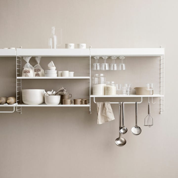 String shelf metal - White, 78x30 cm, low edge - String