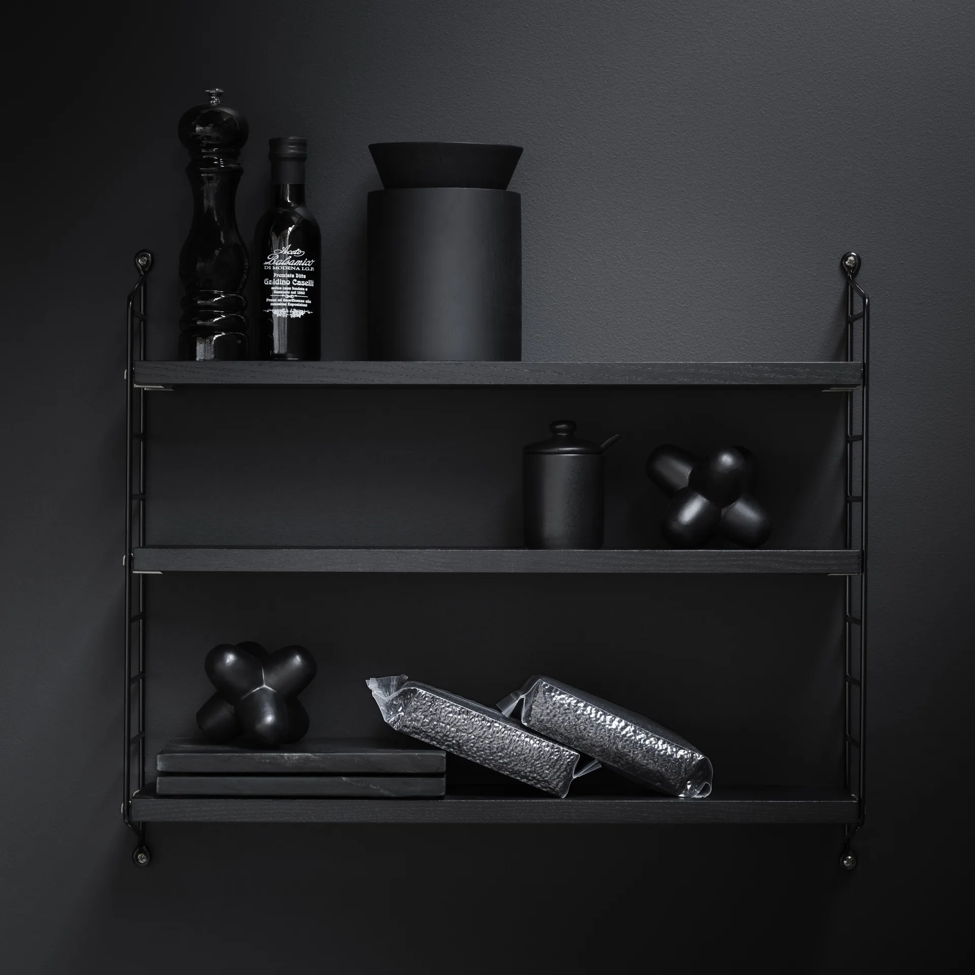 String shelf Pocket black stained ash, black stained ash String