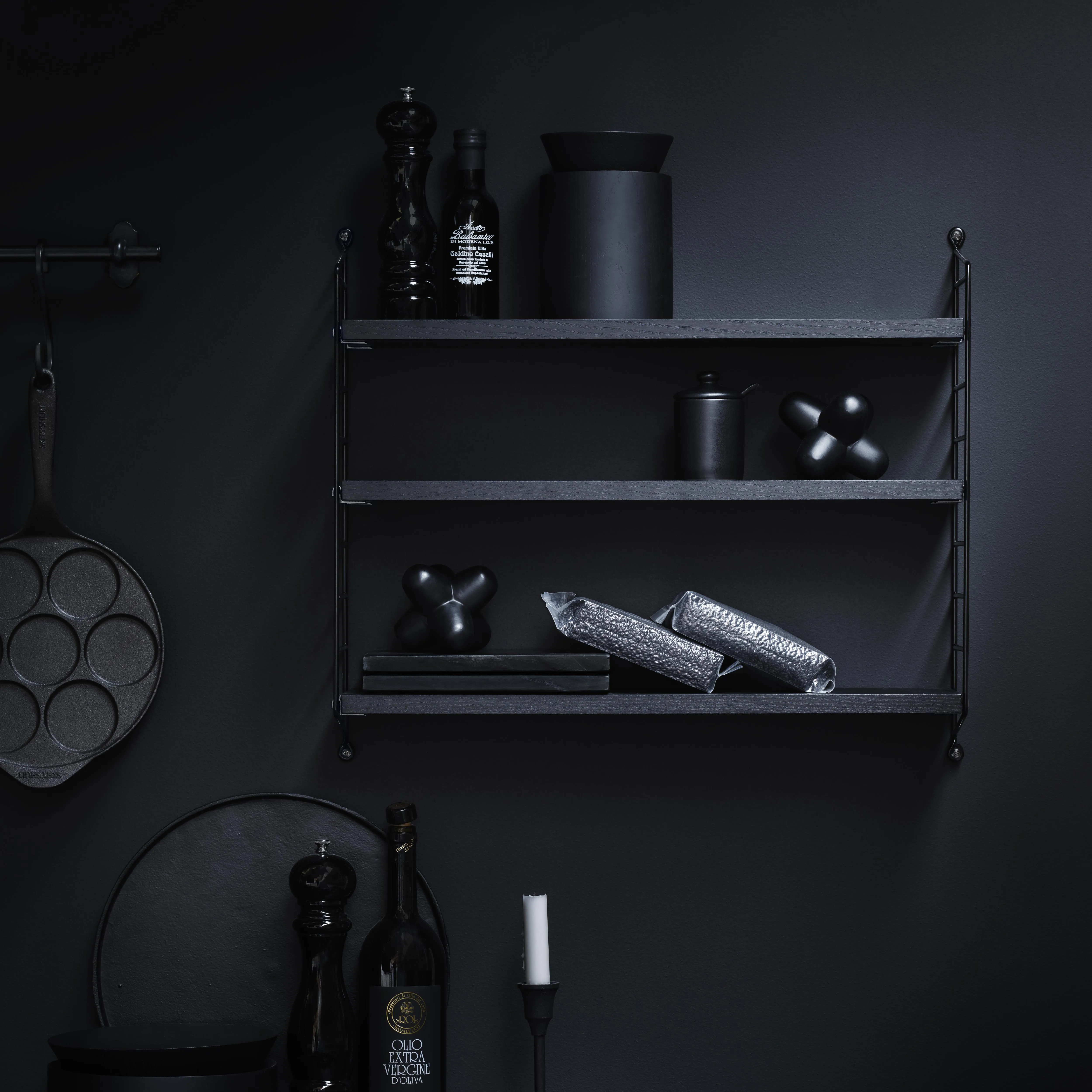 String shelf Pocket black stained ash from String - NordicNest.com