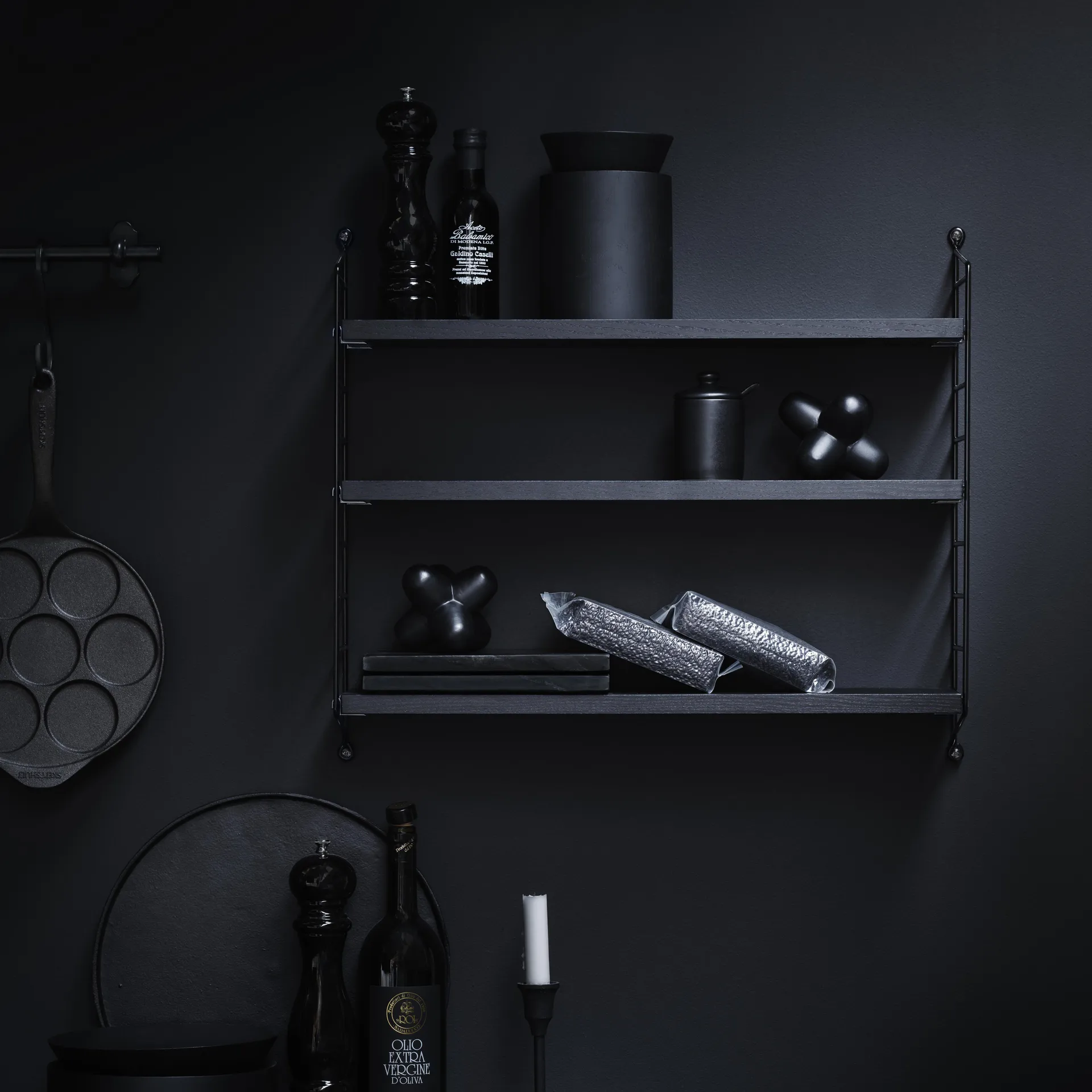 String shelf Pocket black stained ash, black stained ash String