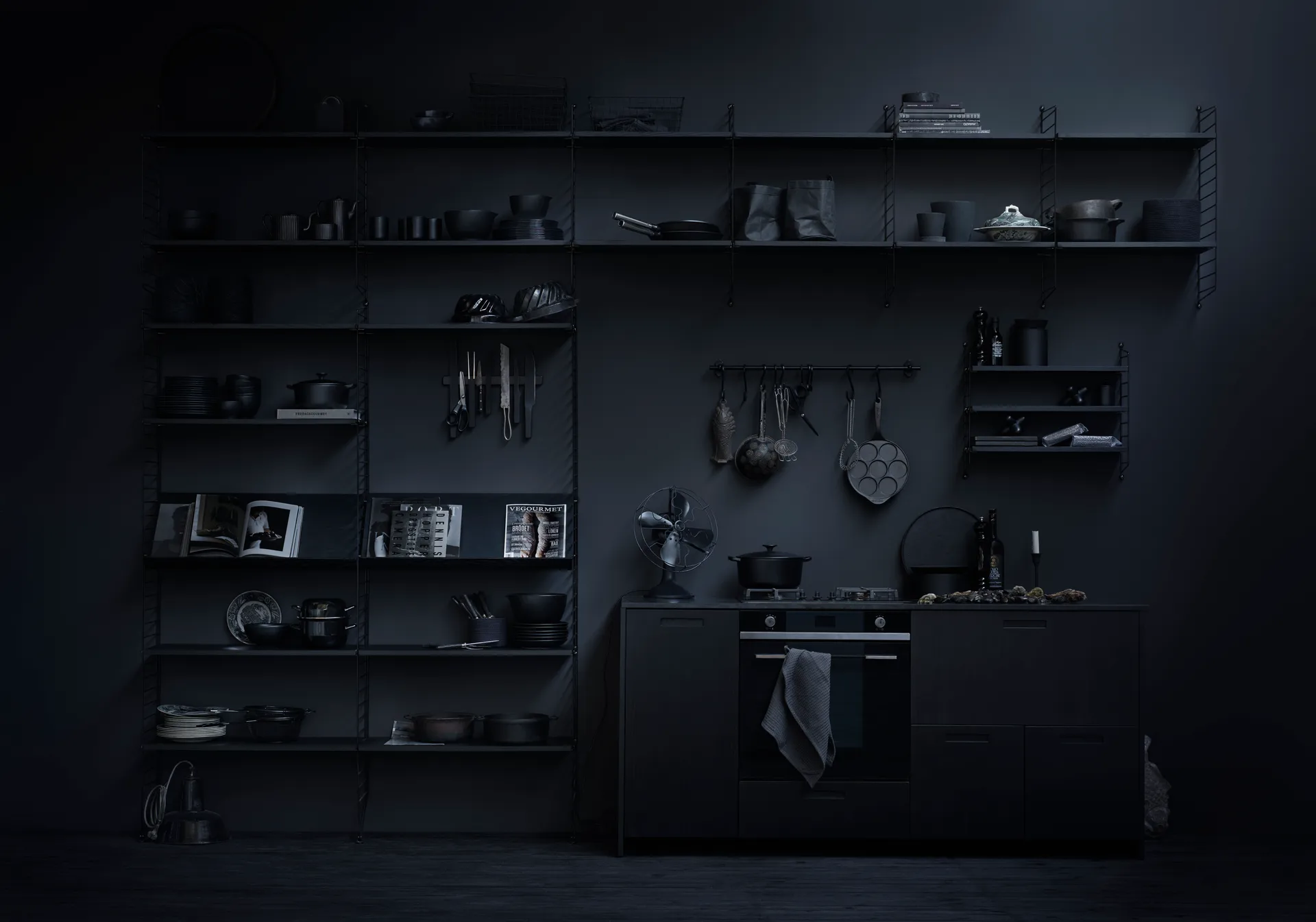 String wall panels, Black, 75x30 cm, 2-pack String