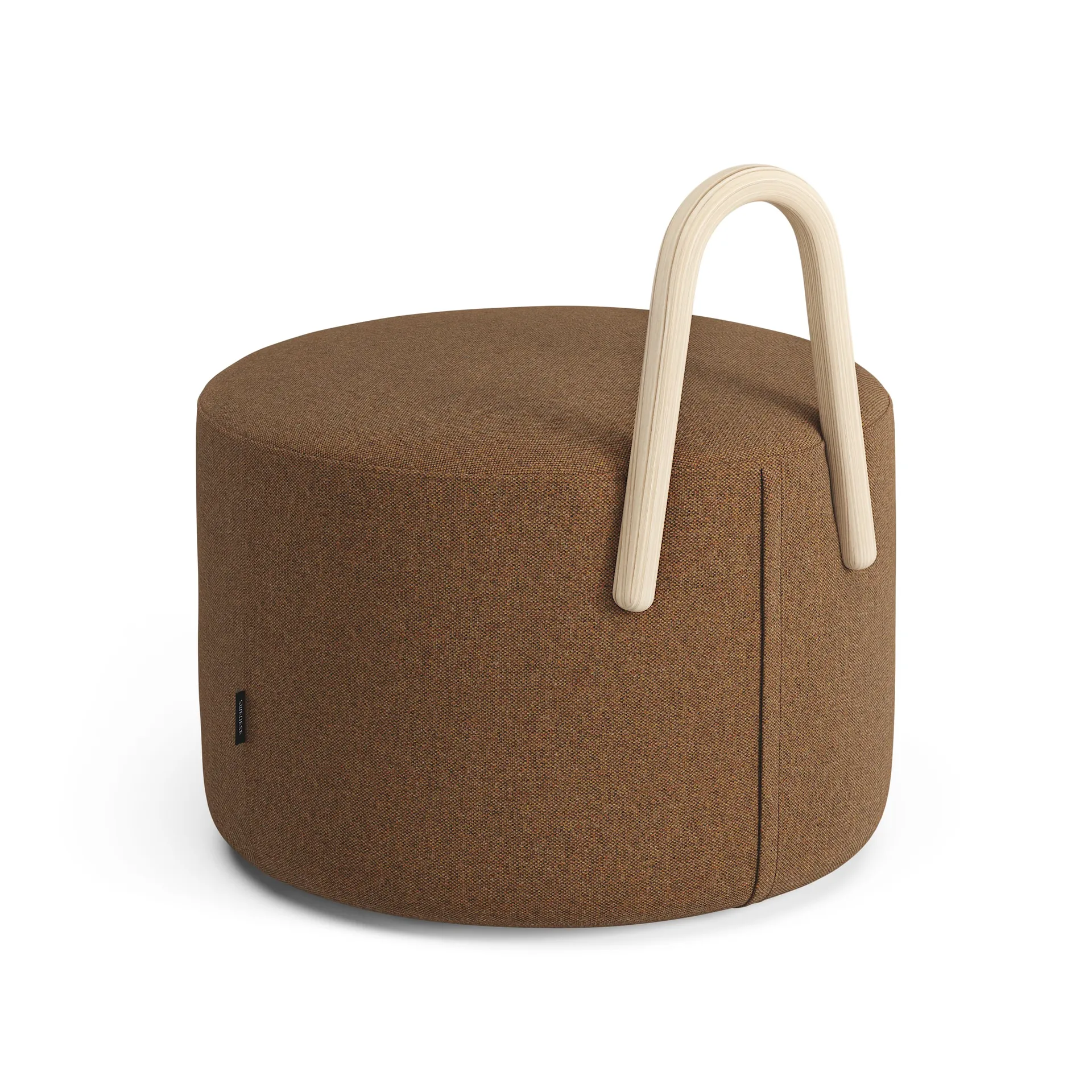 Amstelle pouf medium with wheel box natural lacquer, Main Line Flax 15 Swedese