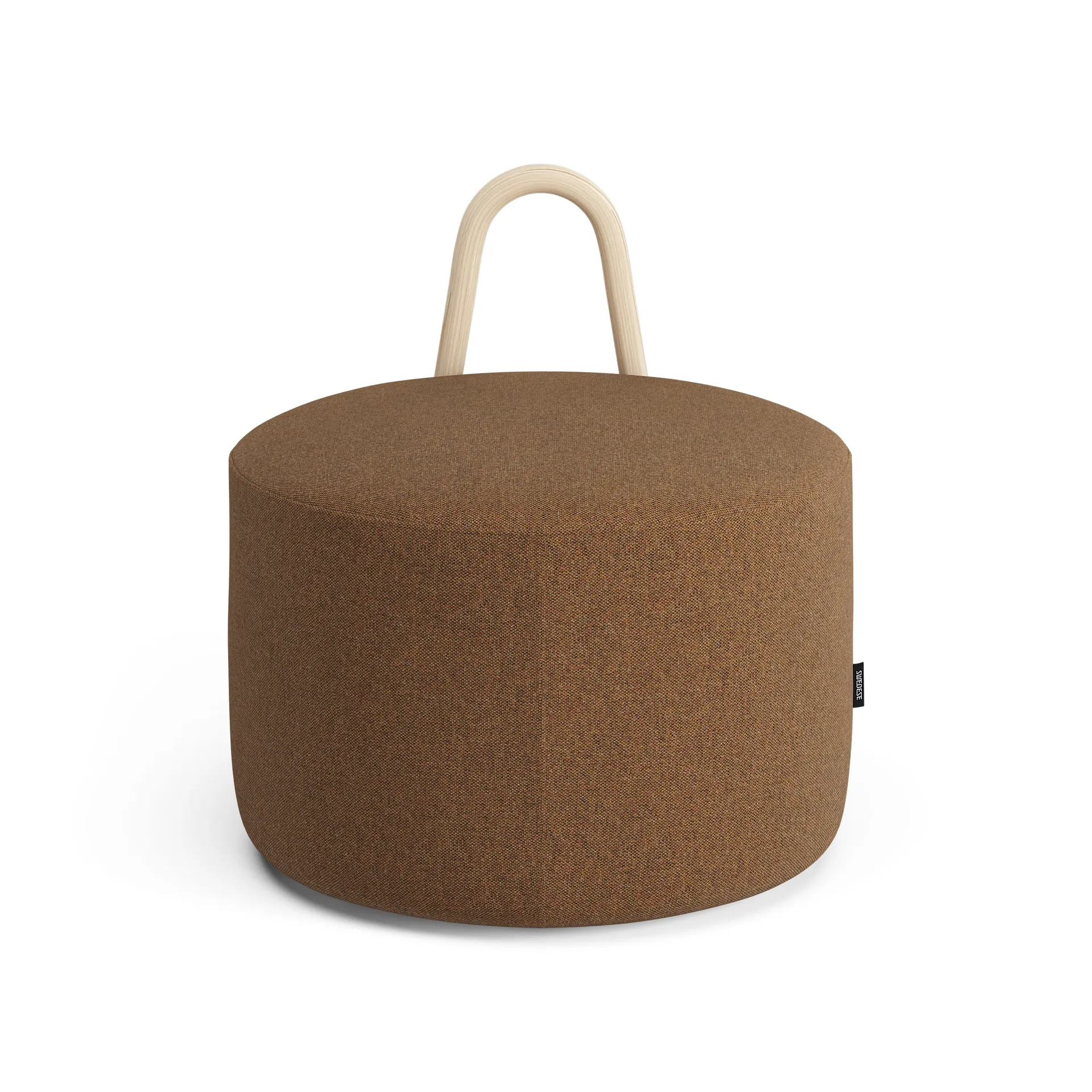 Amstelle pouf medium with wheel box natural lacquer, Main Line Flax 15 Swedese