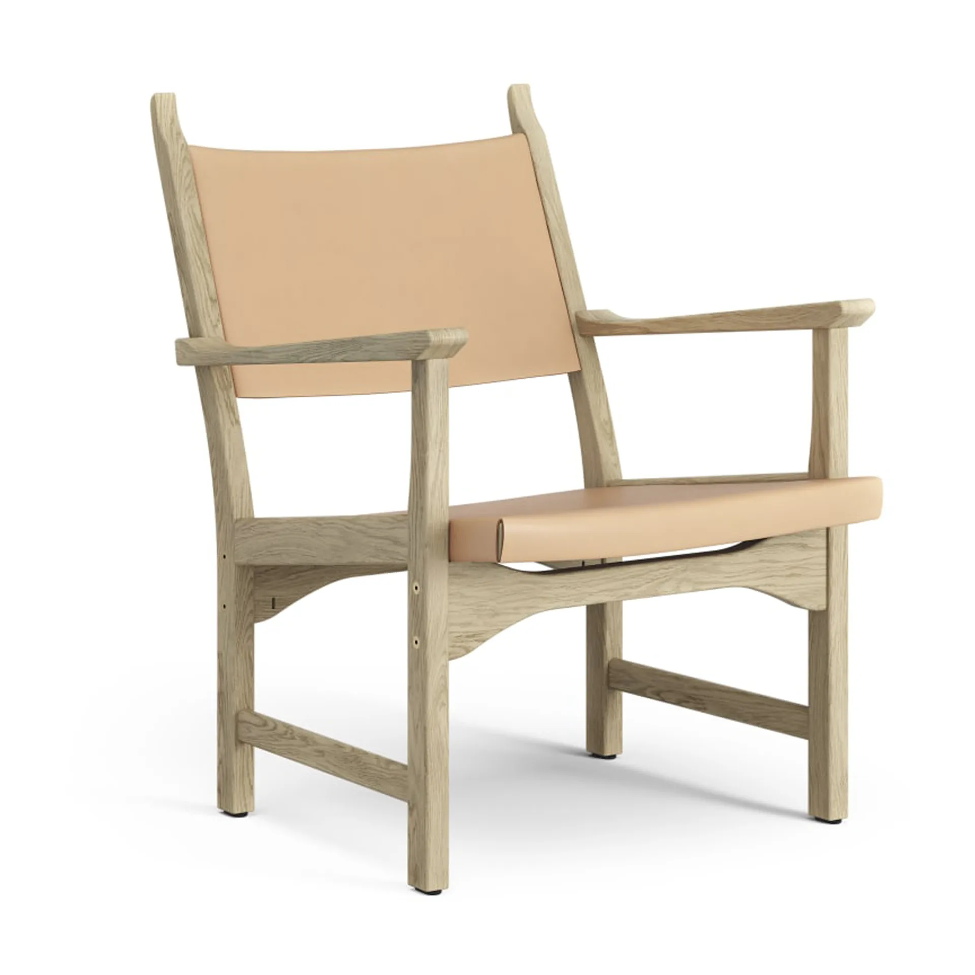 Caryngo arm chair, Natural laquered oak-leather nature Swedese