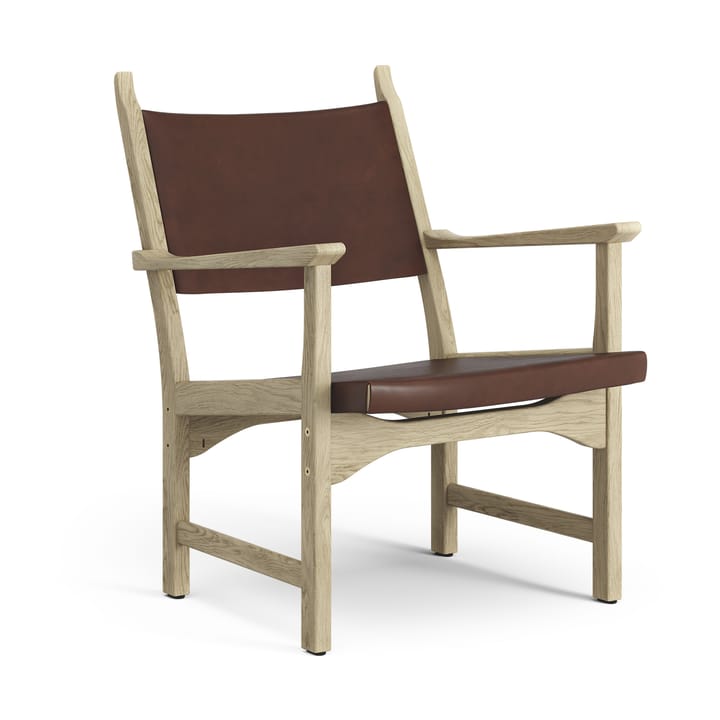 Caryngo arm chair - Natural laquered oak-leather red brown - Swedese