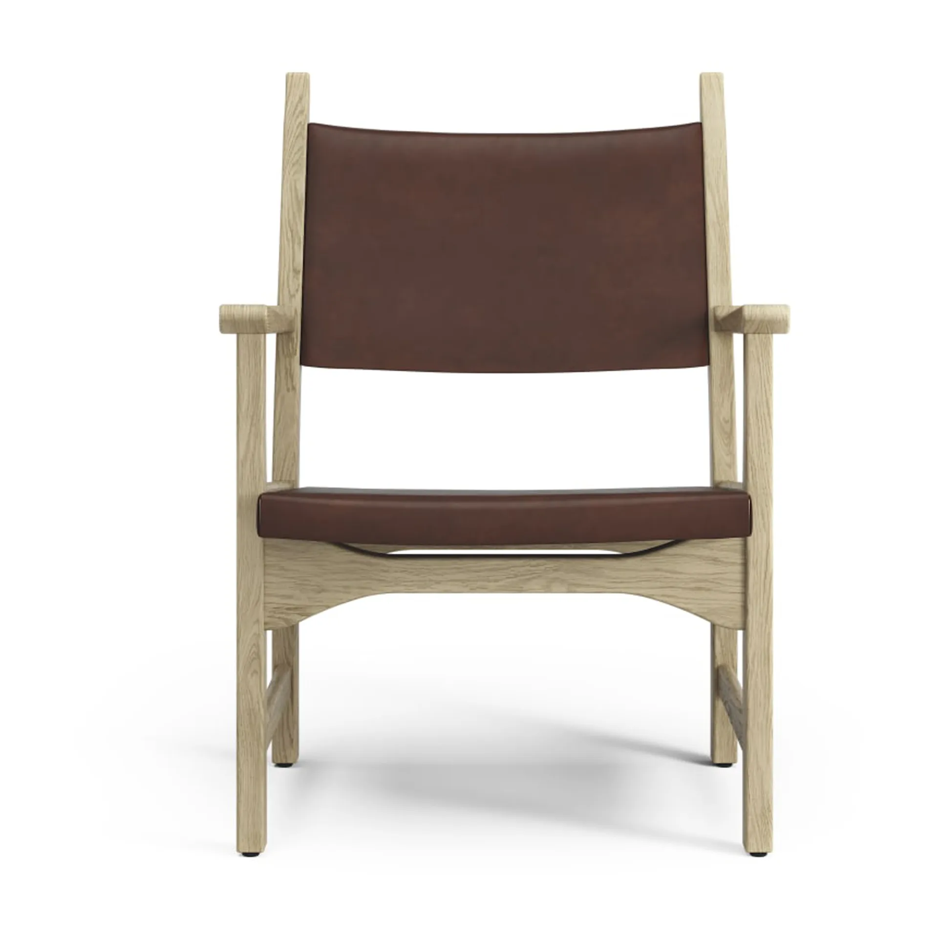 Caryngo arm chair, Natural laquered oak-leather red brown Swedese