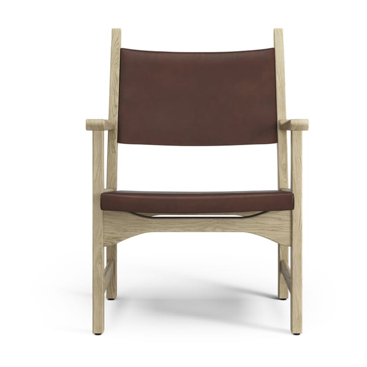 Caryngo arm chair - Natural laquered oak-leather red brown - Swedese