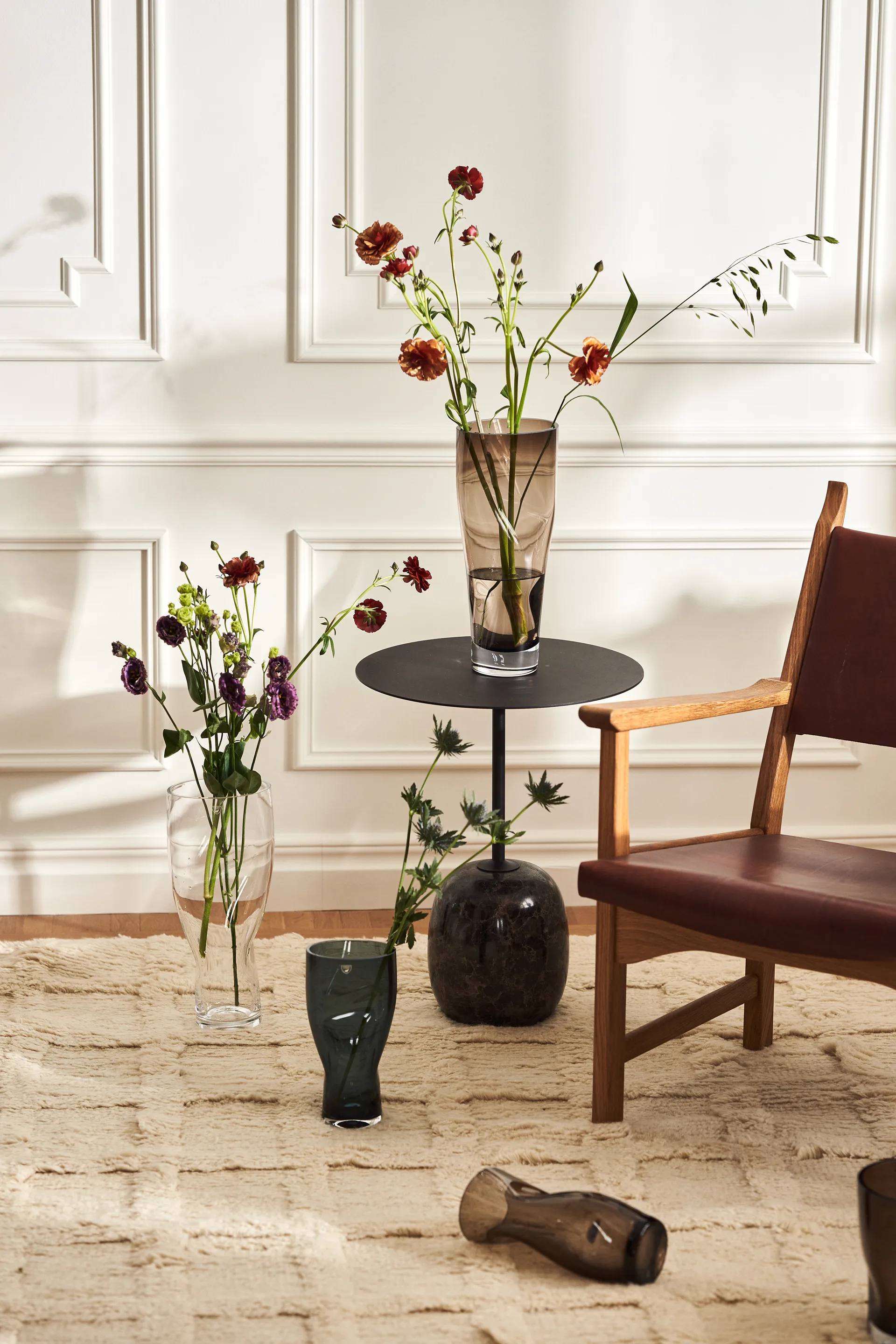 Caryngo arm chair, Oiled oak-leather red brown Swedese