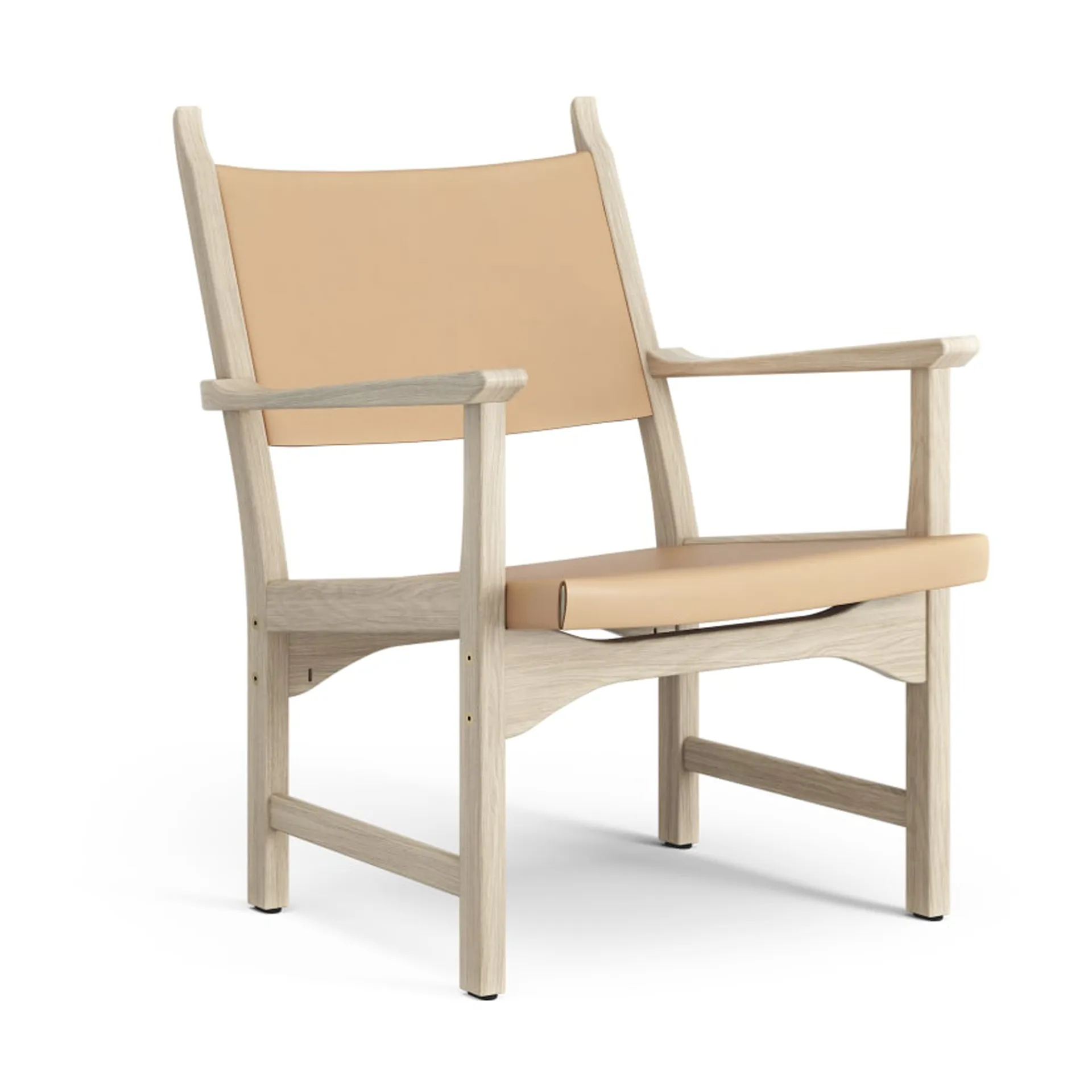 Caryngo arm chair, White pigmented oak-leather natural Swedese