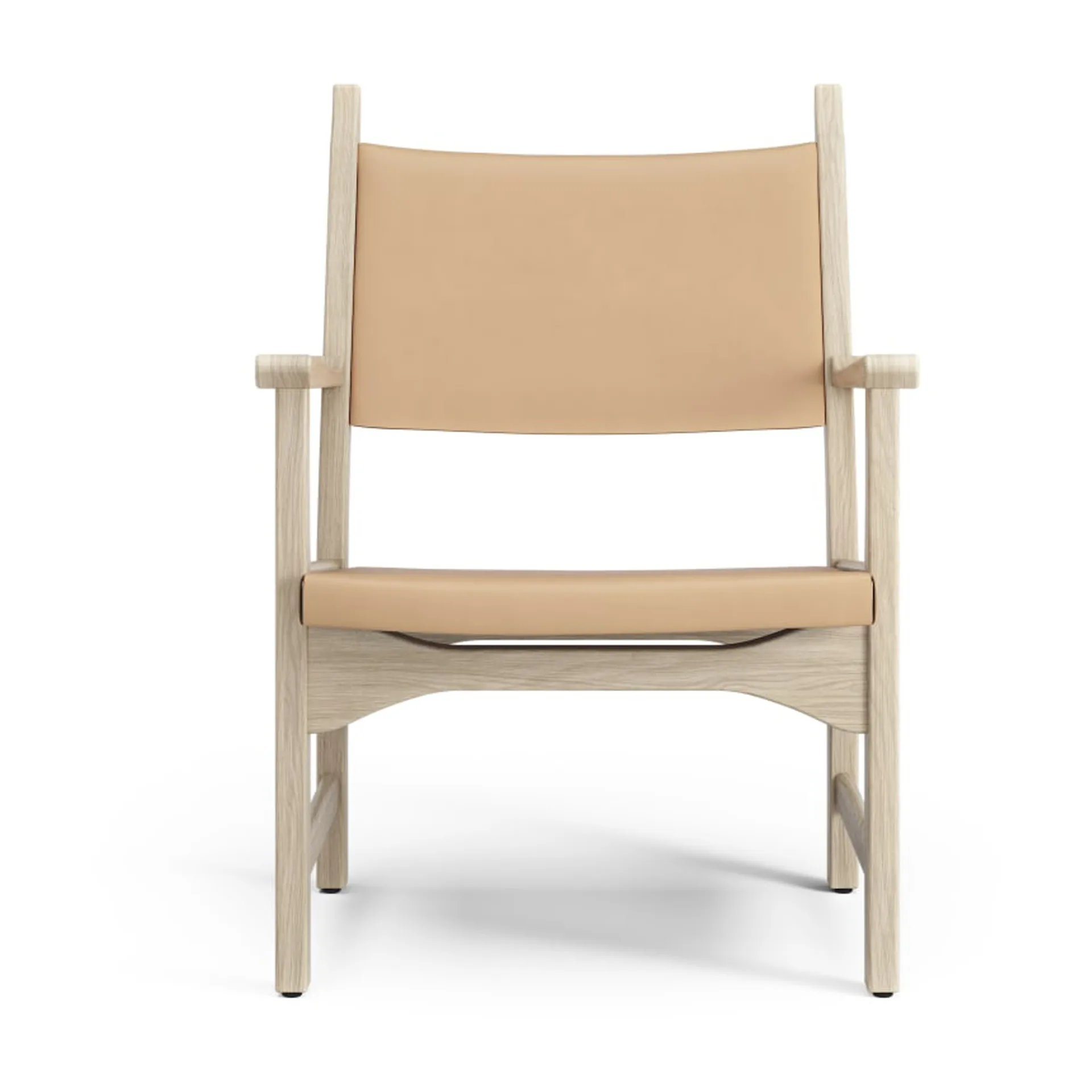 Caryngo arm chair, White pigmented oak-leather natural Swedese