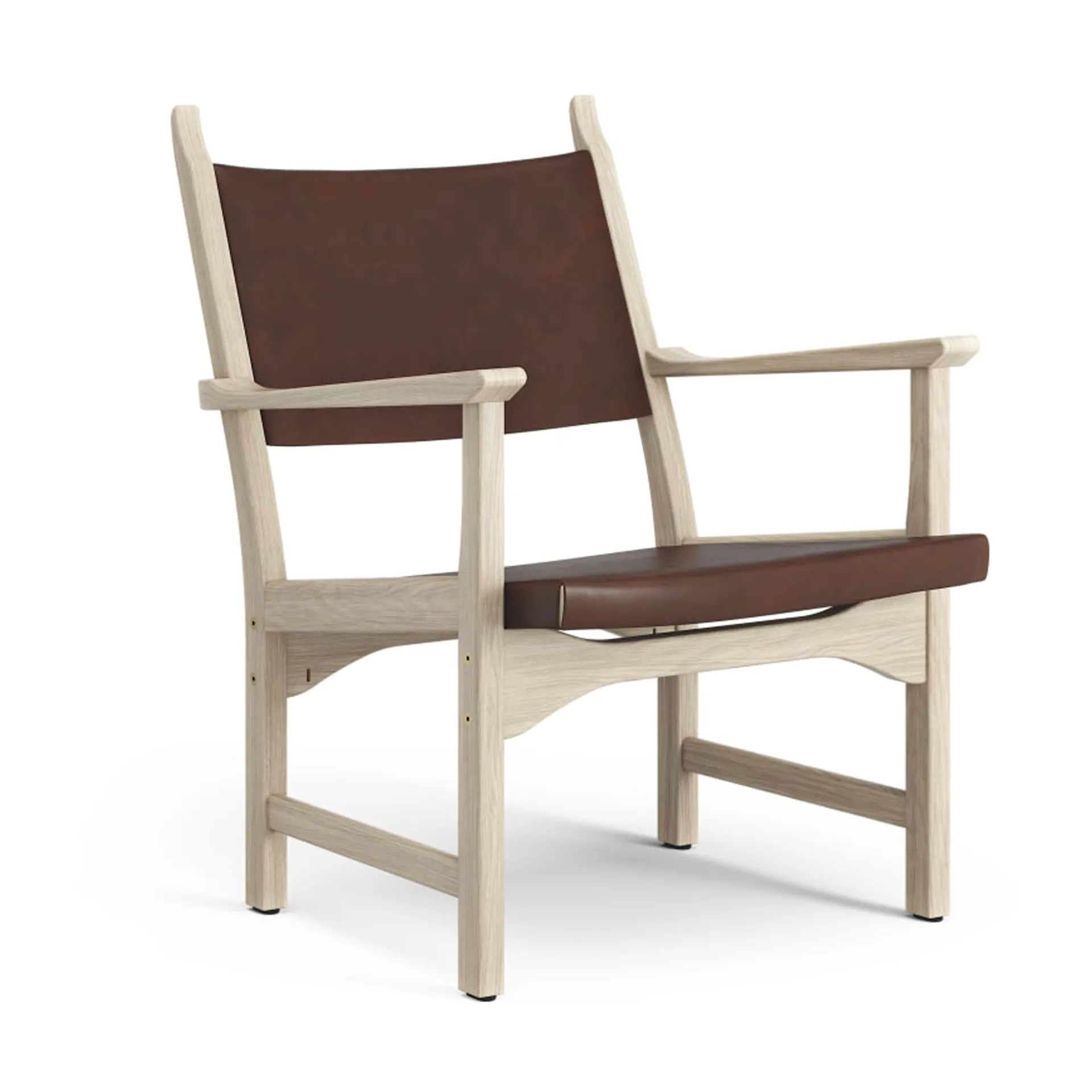 Caryngo arm chair, White pigmented oak-leather red brown Swedese