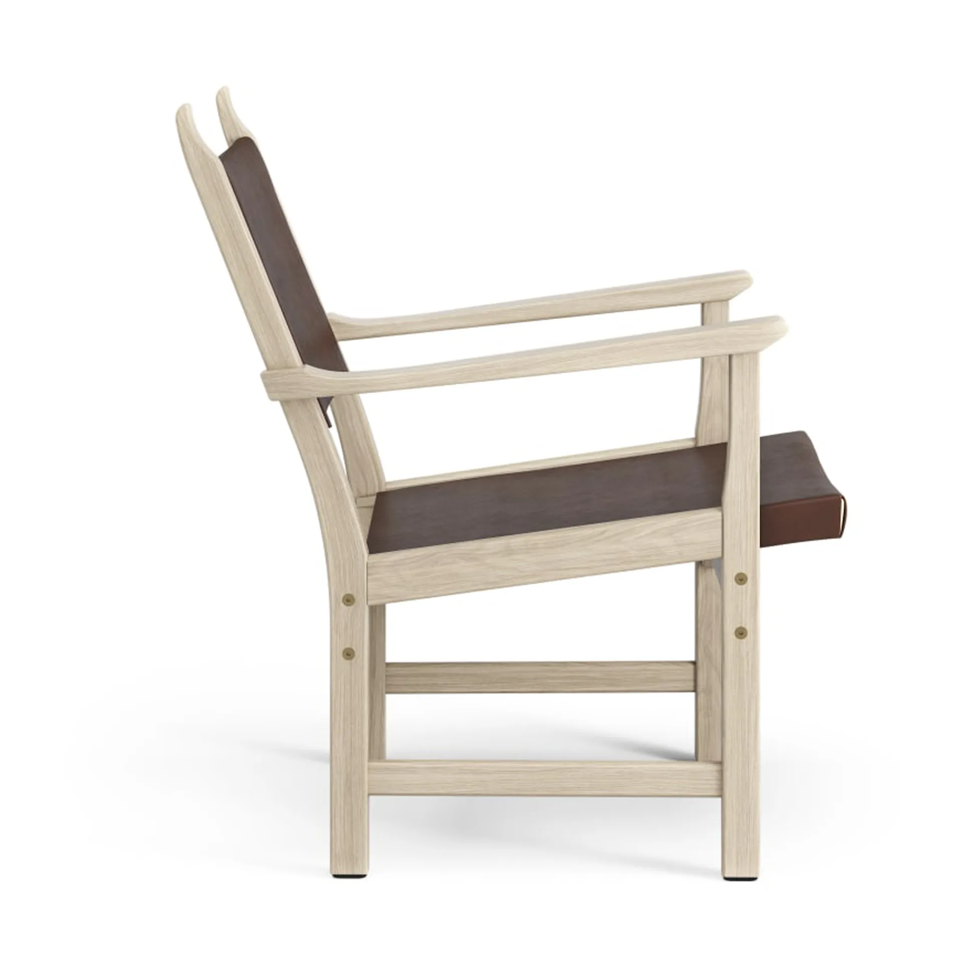 Caryngo arm chair, White pigmented oak-leather red brown Swedese