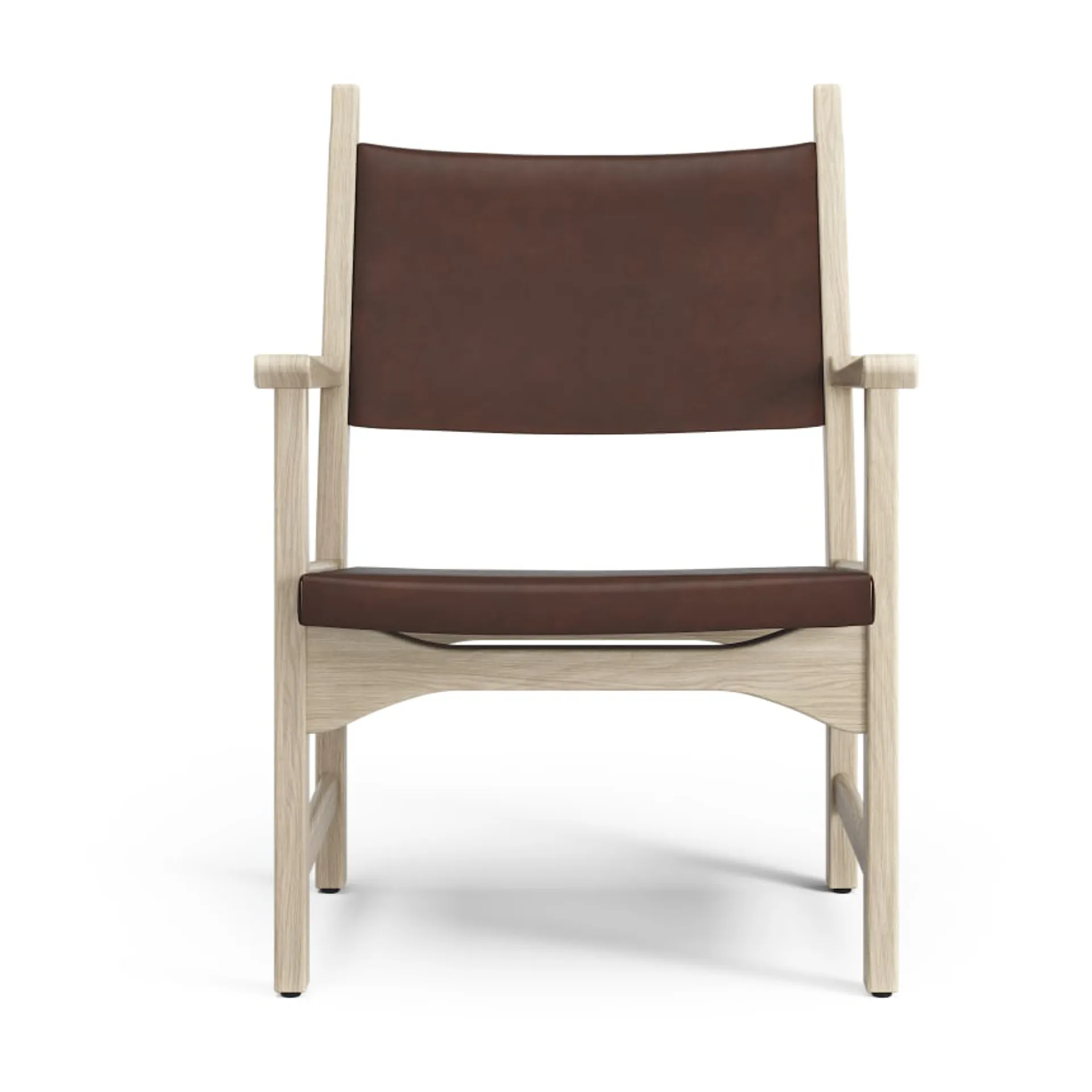 Caryngo arm chair, White pigmented oak-leather red brown Swedese