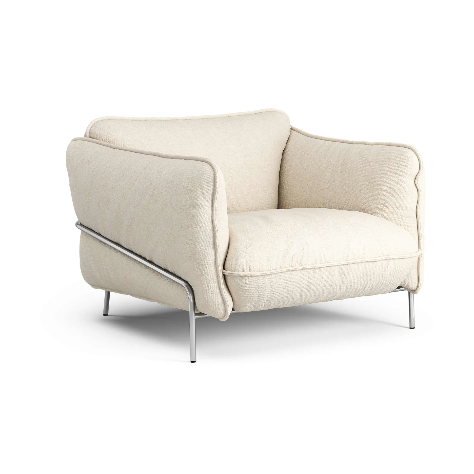 Continental armchair, Sealife Light beige/white-chromed steel Swedese
