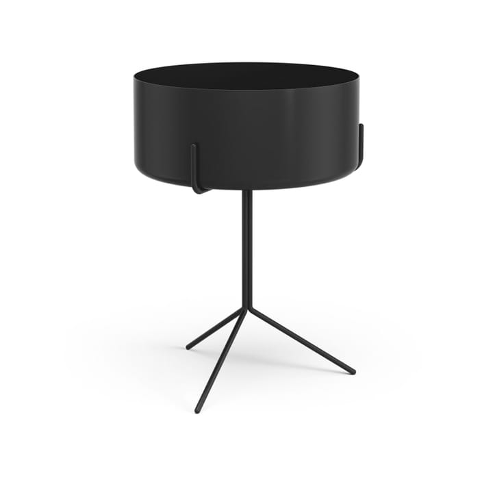 Drum table - Black, plant pot - Swedese