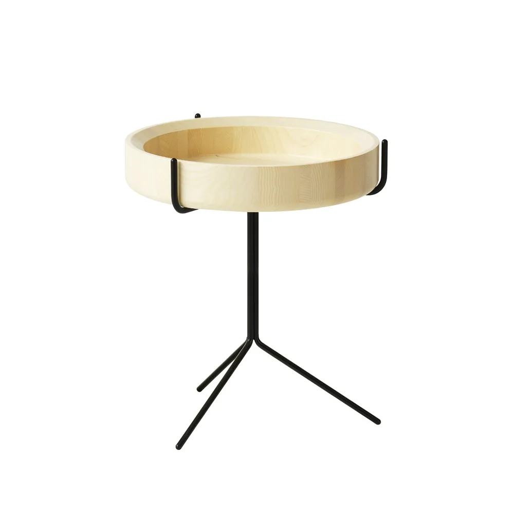 Drum table, Natural lacquer-h.46cm-black stand Swedese