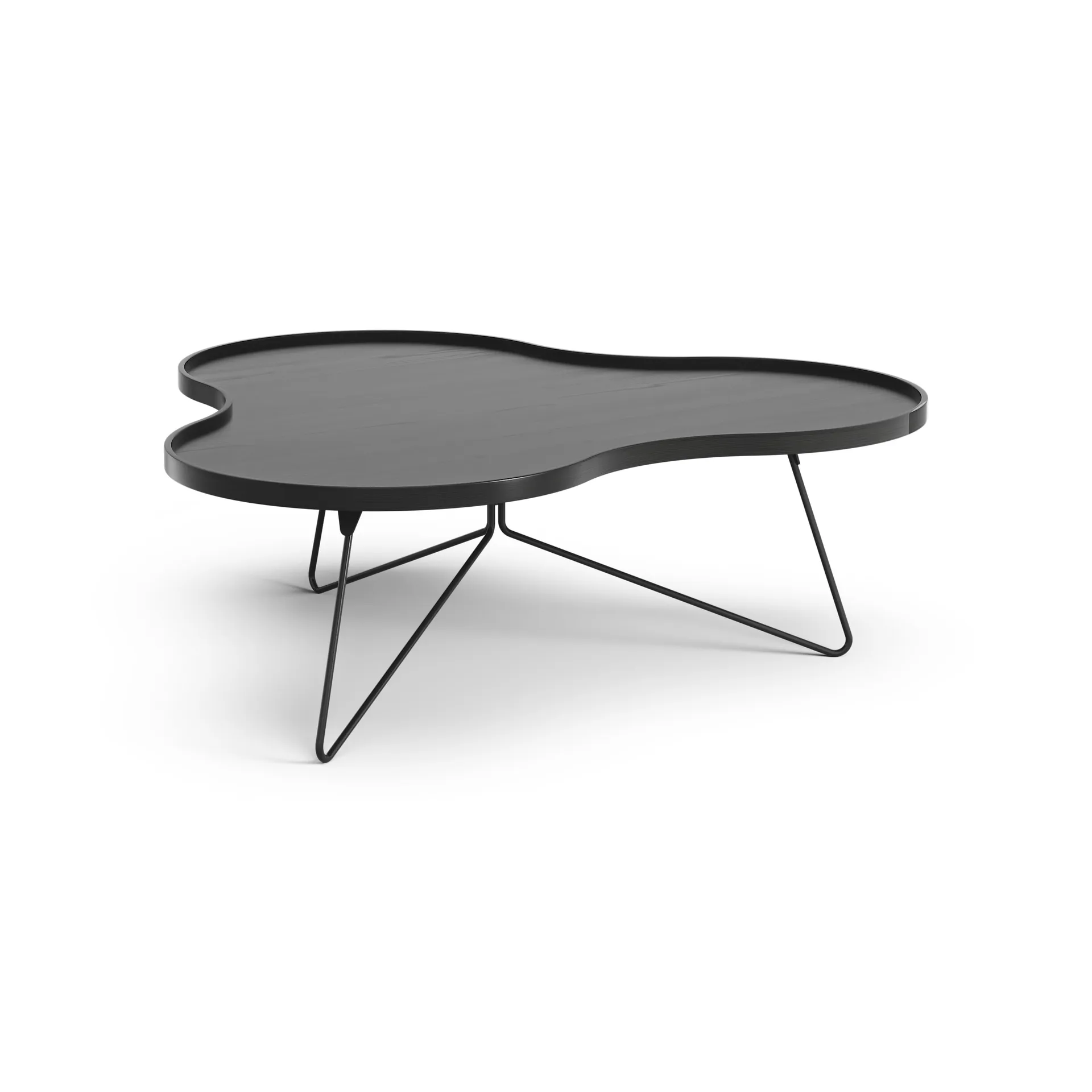 Flower mono table 107x114 cm, H39 cm Ash black glazed Swedese