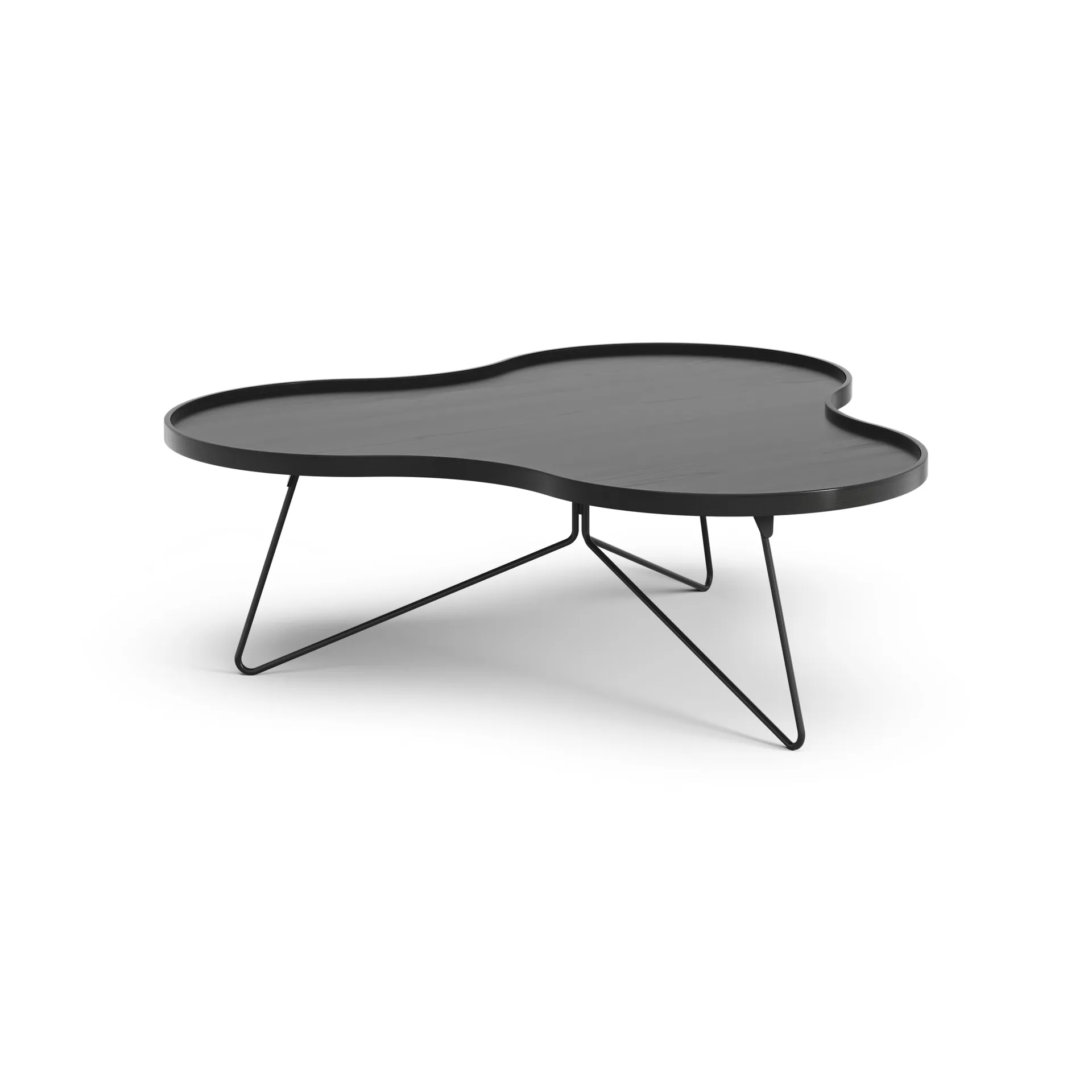 Flower mono table 107x114 cm, H39 cm Ash black glazed Swedese