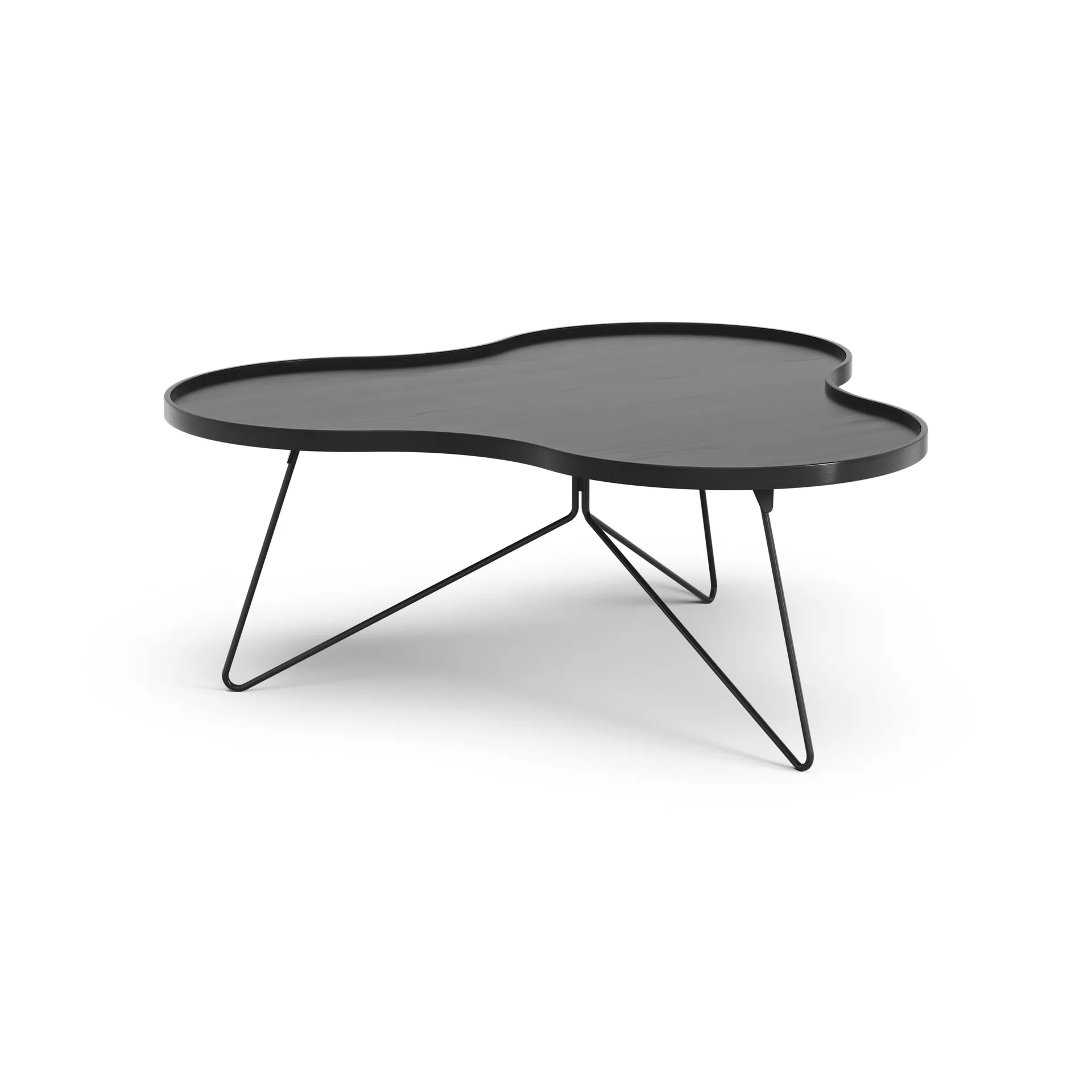 Flower mono table 107x114 cm, H45 cm Ash black glazed Swedese
