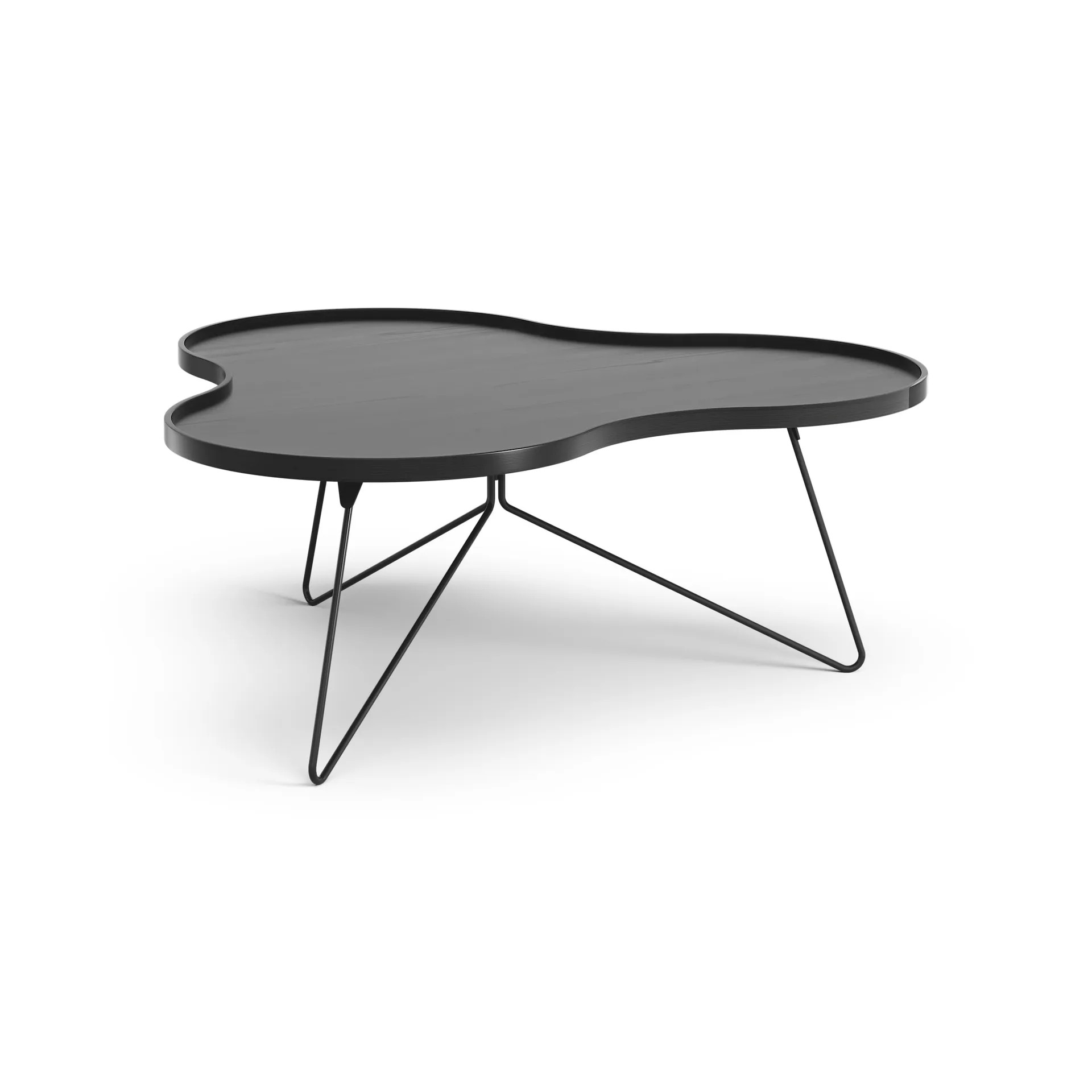 Flower mono table 107x114 cm, H45 cm Ash black glazed Swedese