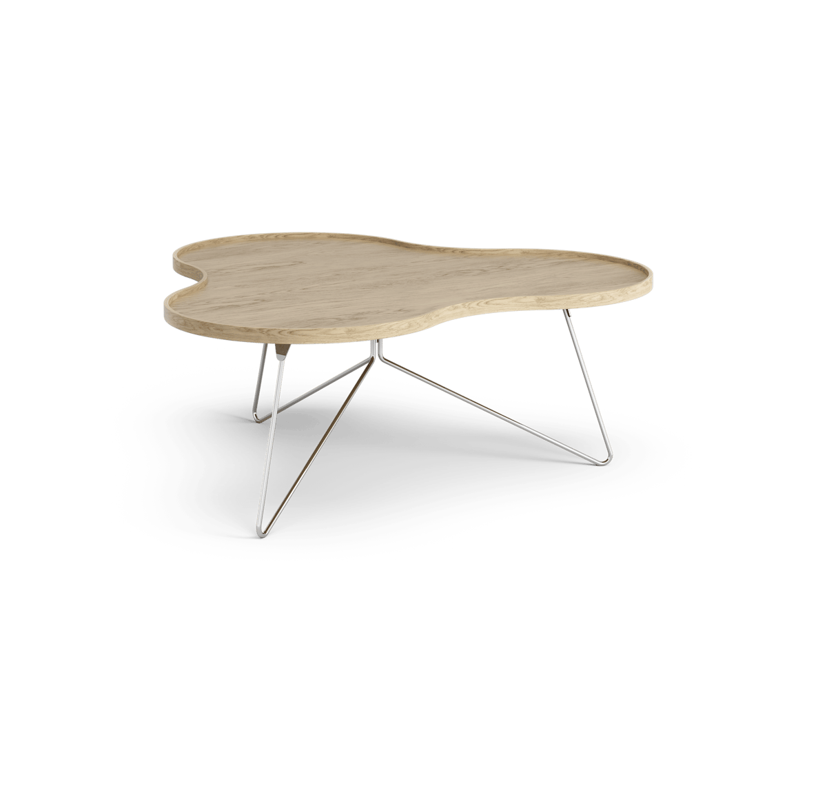 Swedese Flower mono table 107x114 cm Oak nature, 45cm, chrome base