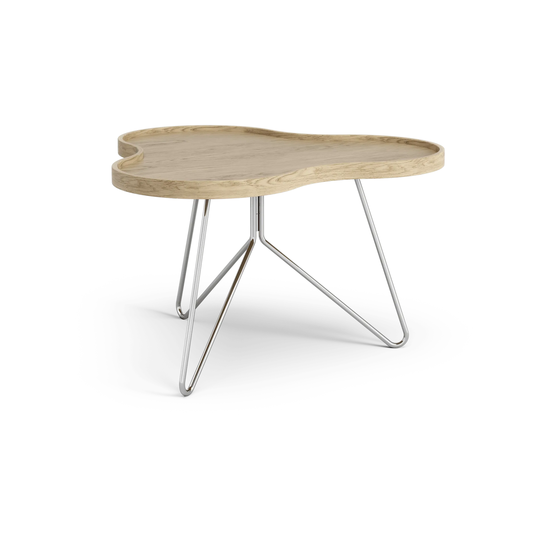 Flower mono table 62x66 cm, Oak nature, 39cm, chrome base Swedese