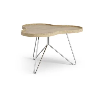 Flower mono table 62x66 cm - Oak nature, 39cm, chrome base - Swedese